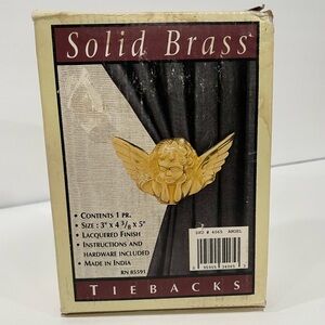 VTG BRASS ANGEL Curtain Drape Tie Backs New Unopened Box